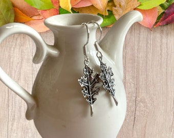 Sterling Leaf Drop Earrings - Sterling Silver Leaf Earrings - Nature Inspired Jewelry