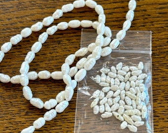 White Rice Freshwater Pearl Beads - FW Pearl Rice Seed Beads - Beading Supplies