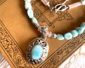 Larimar Perlen Anhänger Halskette - Larimar Anhänger Halskette - Larimar Schmuck