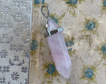 Rose Quartz Crystal Point - Pink Quartz Point Pendant - Rose Quartz Gemstone Pendant