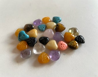 Heart & Leaf Beads - Multi Gemstone Beads - Jewelry Bead Supply