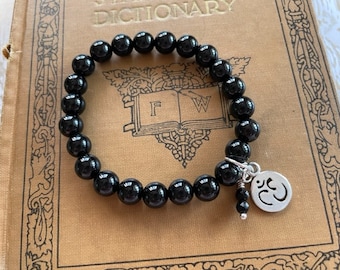 Black Onyx Yoga bracelet - Onyx Stretch Energy Bracelet - Black Onyx Jewelry