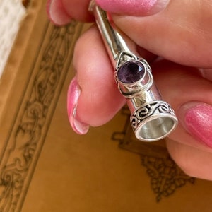 Sterling & Amethyst Bead Cone Pendant Bali Sterling Silver Gemstone Pendant Jewelry Supplies image 3