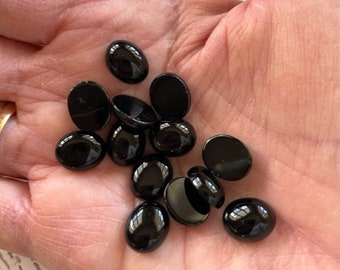 Black Onyx Oval Cabochon Lot - (13) Natural Black Onyx Cabochons - Gemstone Cabochons
