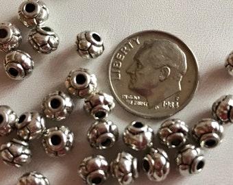 6mm Pewter Bead Spacers - 25 pc Silver Beads - Beading Supplies