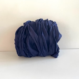 Recycled Silk Sari Ribbon - Navy Blue Sari Ribbon - 10 Yds Sari Silk Ribbon