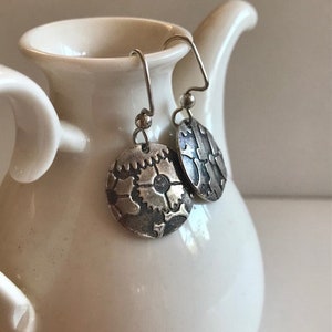Sterling Silver Drop Earrings - Silver Textured Drop Earrings - Sterling Silver Earrings