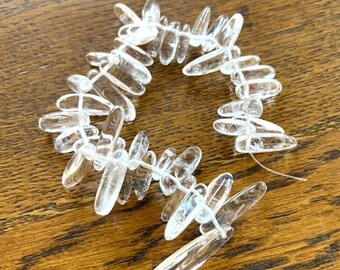 Clear Quartz Crystal Beads - Quartz Gemstone Stick Beads - Beading Supplies