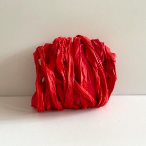 Rotes Sari-Seidenband - Recyceltes Sari-Seidenband - 10 Meter rotes Band