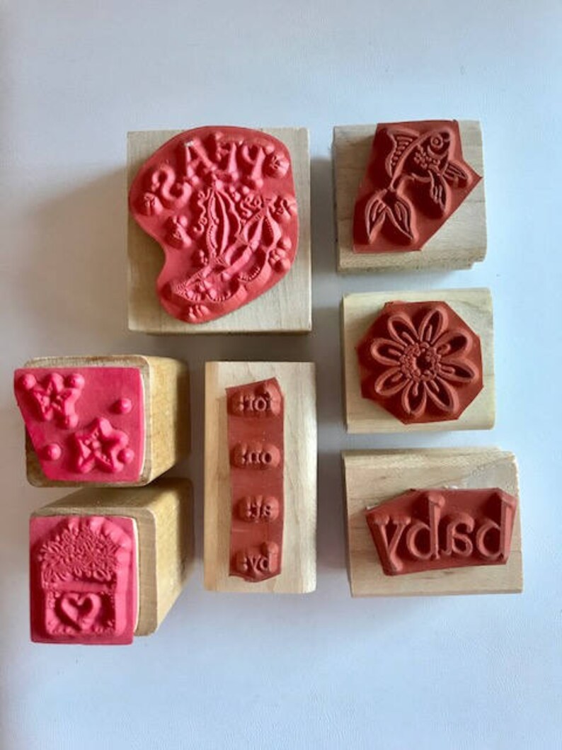 Journaling Supplies Rubber Stamp Lot Seven Rubber Stamps Scrapbook Supplies