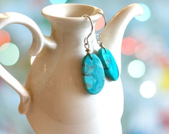 Turquoise Drop Earrings - Sleeping Beauty Turquoise Earrings - Turquoise Jewelry