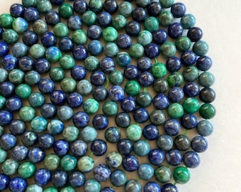 8mm Chrysocolla Gemstone Beads - Natural Smooth Round Chrysocolla Beads - Beading Supplies