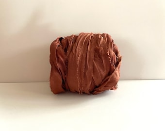 Silk Sari Ribbon - Recycled Chocolate Brown Sari Ribbon - 10 Yards Sari Ribbon