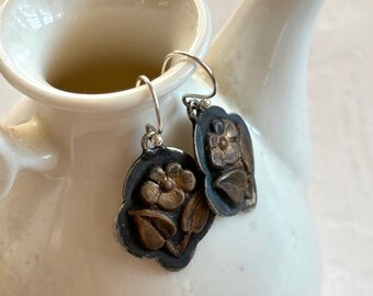 Pendientes colgantes de plata de ley y cobre - Pendientes de plata de ley .925 - Joyería de plata