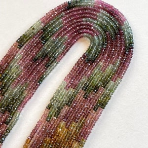 Faceted 4mm Tourmaline Bead Strand Tiny Natural, Multi Tourmaline Rondelles 15 1/5 Tourmaline Bead Strand image 2