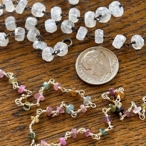 Gemstone Bead Rosary Chain - (3) Beaded Rosary Chain Pieces - jewelry Supply