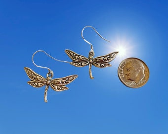 Sterling Dragonfly Earrings - Sterling Silver Earrings - Dragonfly Jewelry