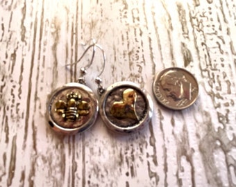 5.00 Dollar Earrings - Wax Seal-Style Earrings - Bee and Heart Earrings