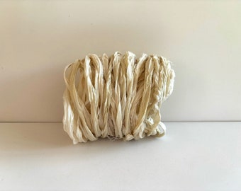 Recycled Silk Sari Ribbon -  Sari Silk Ribbon - THIN WIDTH Antique White, 12 Yards