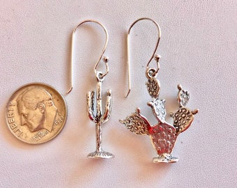 Cactus Earrings - Sterling Silver Earrings - Southwest Jewelry