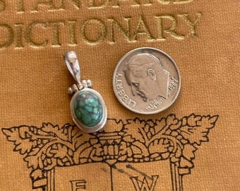 Small Turquoise Pendant - Bali Silver Pendant - Turquoise Gemstone Pendant - Turquoise Jewelry