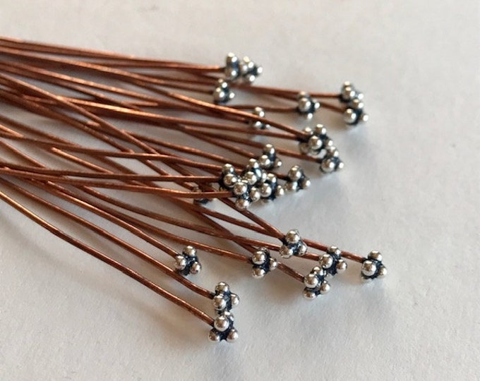 Copper & Sterling Head Pins 2.5 Jewelry Head Pins 20 Etsy
