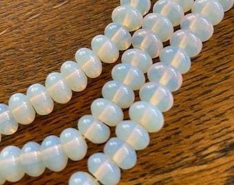 Opalite Rondelle Beads - 8mm Opaline Bead Strand - Beading Supplies