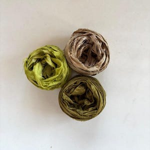 Sari Seidenband - Recycelte Sari Seide - Olivgrün, Khaki, Olivgrün