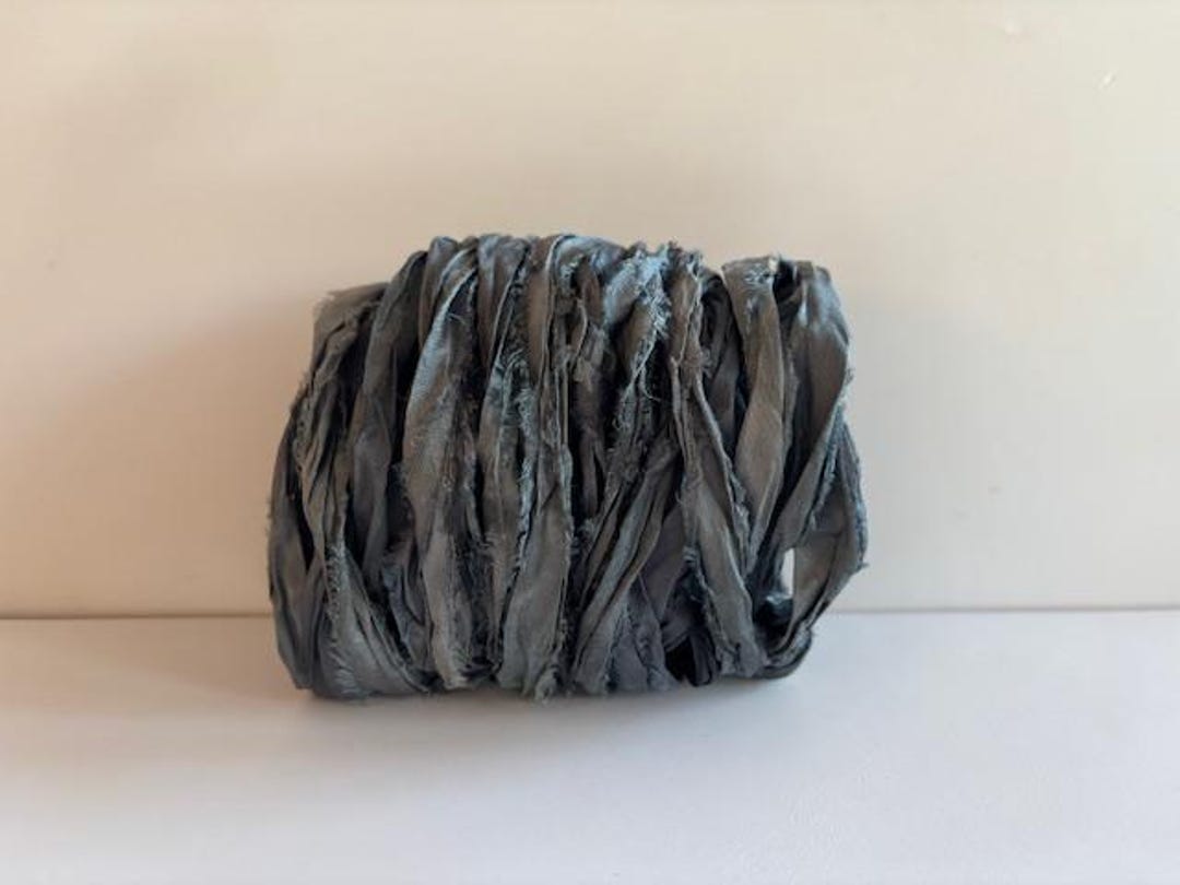 Charcoal Sari Silk Ribbon - Recycled Sari Silk Ribbon - 10 Yards Mixed ...