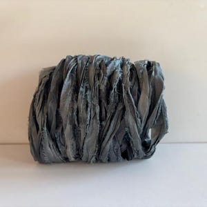Charcoal Sari Silk Ribbon - Recycled Sari Silk Ribbon - 10 Yards Mixed Media Ribbon