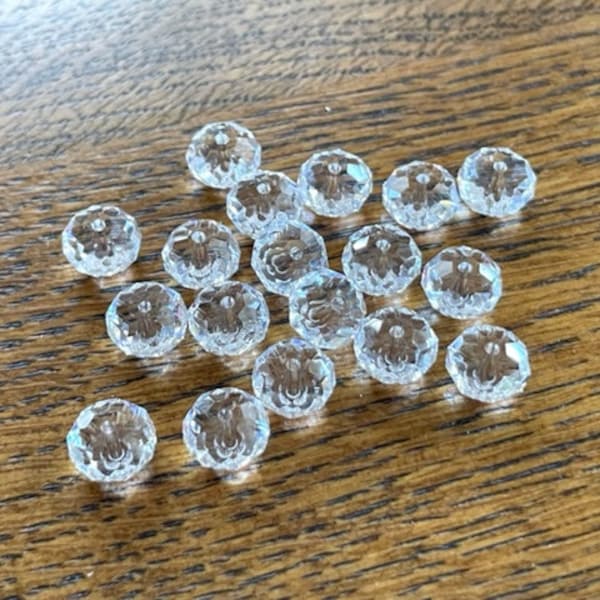 Swarovski Crystal Rondelles - (18) 8mm Clear Swarovski Crystal Rondelles - Beading Supplies