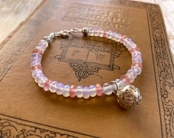 Bracelet opalite et quartz cerise - Bracelet de perles et de pierres précieuses - Cadeau pour elle