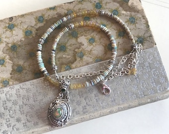 Ethiopian Opal Pendant Necklace - Opal & Sterling Silver Pendant Necklace - Opal Gemstone Jewelry