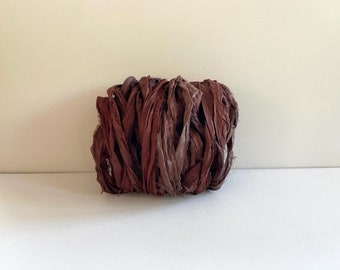 Silk Sari Ribbon - Recycled Brown Sari Ribbon - 10 Yards Sari Ribbon