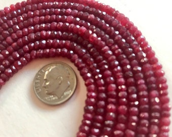 4mm Ruby Bead Strand - Red Ruby Gemstone Beads - Beading Supplies