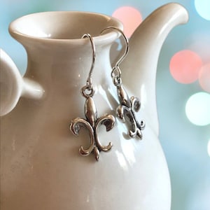 French Fleur de Lis Earrings - Silver Fleur de Lis Earrings - Sterling Silver Earrings