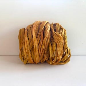 Recycled Sari Silk Ribbon - Sari Silk Ribbon - Gold, 10 Yards Mixed Media Ribbon