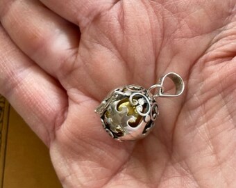 Bali Silver Chime Ball Pendant - Balinese Sterling Harmony Ball Pendant