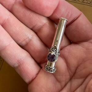 Sterling & Amethyst Bead Cone Pendant Bali Sterling Silver Gemstone Pendant Jewelry Supplies image 4