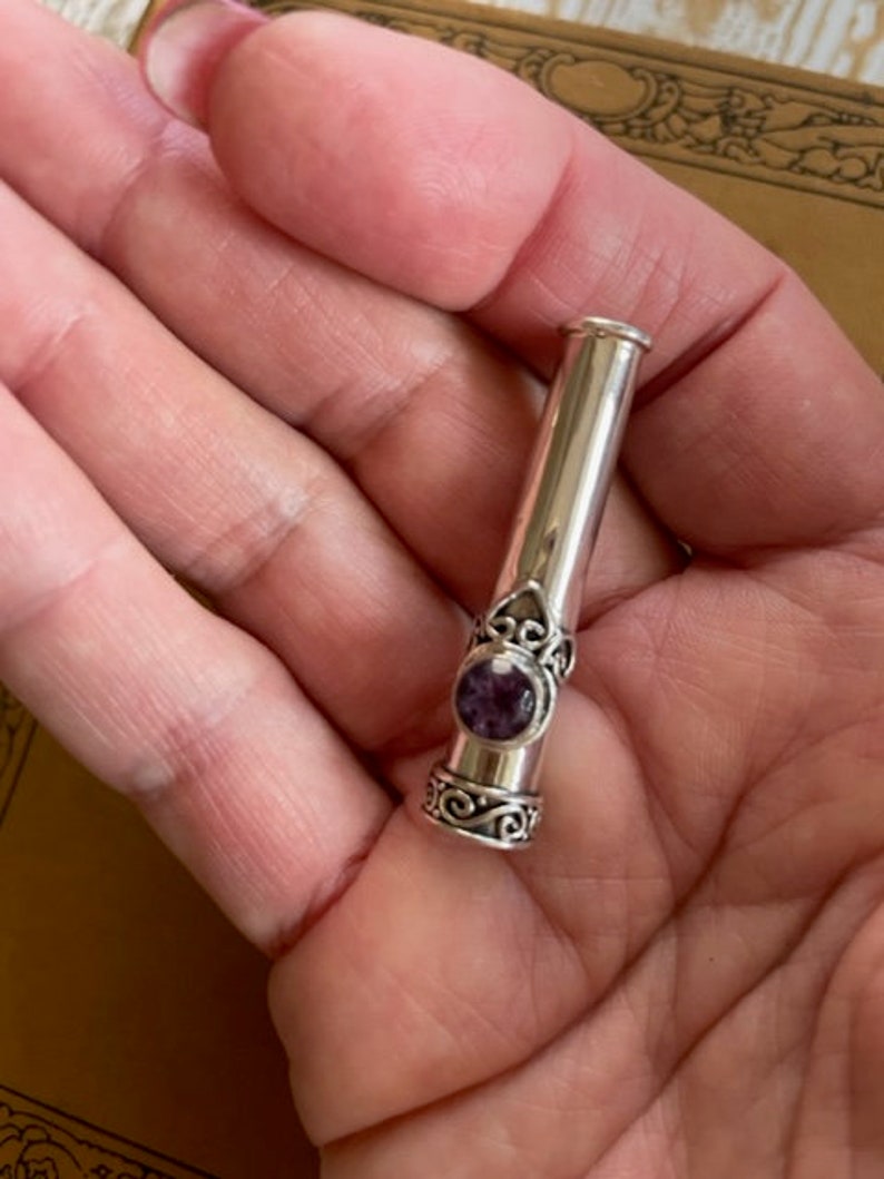 Sterling & Amethyst Bead Cone Pendant Bali Sterling Silver Gemstone Pendant Jewelry Supplies image 4