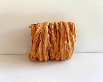 Recycled Sari Silk Ribbon - Sari Silk Ribbon - Gold, 10 Yards Mixed Media Ribbon