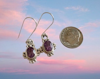 Amethyst & Sterling Tropfen Ohrringe - Lila Edelstein Ohrringe - Amethyst Schmuck