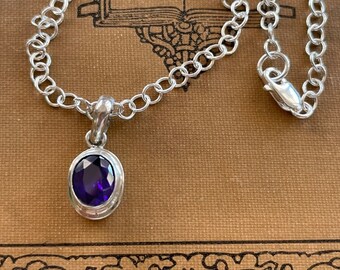 Purple Quartz Pendant Necklace - Purple Quartz Jewelry - Small Purple Gemstone Pendant