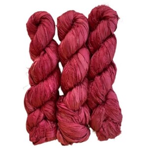 Sari Silk Ribbon - Recycled Silk Sari Ribbon - Dark Red, 10 Yards, Sari Ribbon Strips image 2