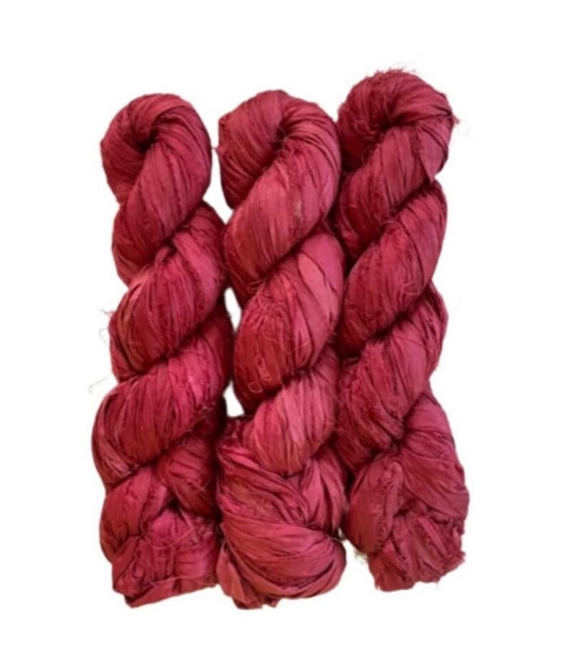 Sari Silk Ribbon - Recycled Silk Sari Ribbon - Dark Red, 10 Yards, Sari Ribbon Strips image 2