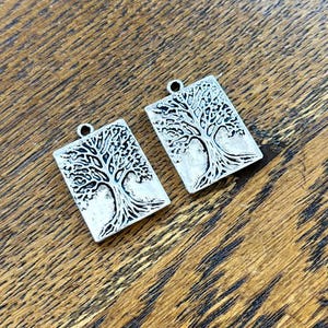 Tree of Life Pewter Pendants - 2 Large Tree of Life Charms - Jewelry Making Supply