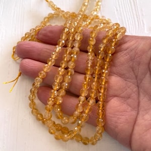 6mm Faceted Citrine Beads - Citrine Gemstone Bead Strand - Beading Supplies