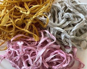 Recycled Sari Silk Ribbon - Sari Silk Ribbon - Multi Sari Ribbon - Scrapbook Supplies