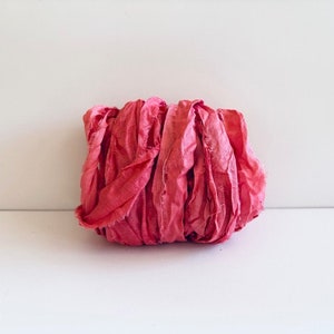 Sari Silk Ribbon - Rose Pink Recycled Sari Silk- 10 Yards Sari Fiber Ribbon