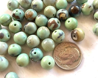 8mm Green Jasper Beads - Jasper Gemstone Bead Destash - Beading Supplies